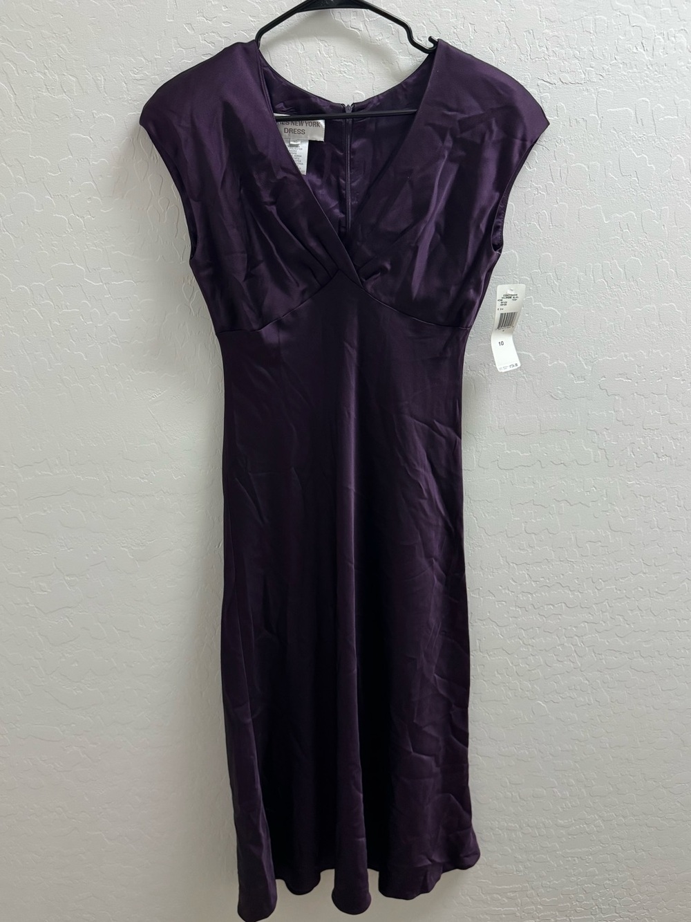 Vintage Jones New York Deep Purple Cap-Sleeve Midi Dress NWT